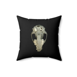 Throw Pillow | Raccoon Skull Front & Back by Matteo | Black | Back | 16x16 Dark Cottagecore Goblincore Gothic