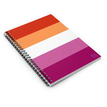 Load image into Gallery viewer, Lesbian Pride Flag 5 Stripes | Spiral Notebook | Ruled Line | Orange White Pink
