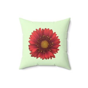 Throw Pillow | Blanket Flower Gaillardia Red | Sea Glass | 16x16 Bloomcore Cottagecore Gardencore Fairycore
