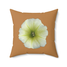 Load image into Gallery viewer, Throw Pillow | Petunia Flower Yellow-Green | Camel Brown | 20x20 Bloomcore Cottagecore Gardencore Fairycore
