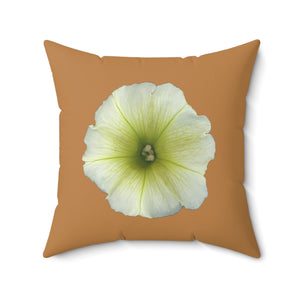 Throw Pillow | Petunia Flower Yellow-Green | Camel Brown | 20x20 Bloomcore Cottagecore Gardencore Fairycore