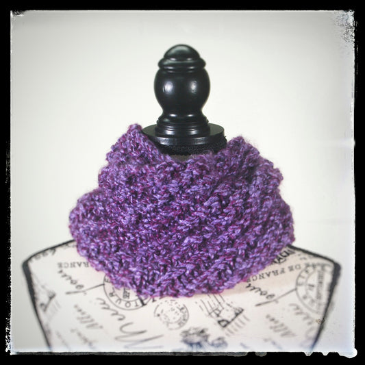 Scarf Hand-Knit Cowl Twisted Infinity | "Amethyst Dream" | Purple