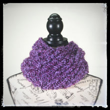 Load image into Gallery viewer, &quot;Amethyst Dream&quot; Hand-Knit Twisted Infinity Cowl Scarf: Purple Super Bulky Warm Soft
