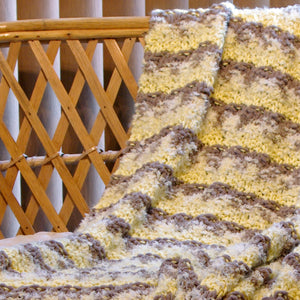 "Big Baby" Hand-Knit Blanket: Chocolate, Yellow, White Bulky Super Soft and Cozy