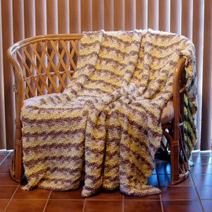 "Big Baby" Hand-Knit Blanket: Chocolate, Yellow, White Bulky Super Soft and Cozy