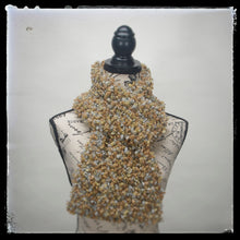 Load image into Gallery viewer, &quot;Desert&quot; Hand-Knit Traditional Scarf: Bronze, Gold, Slate Gray Bouclé Bulky Soft and Cozy
