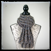 Load image into Gallery viewer, Scarf Hand-Knit Traditional | &quot;Earth &amp; Sky&quot; | Chocolate Brown Sky Blue Tan
