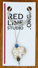 Load image into Gallery viewer, Elephant White Recycled Turquoise Wine Glass Charm | Zipper Pull | Stitch Marker
