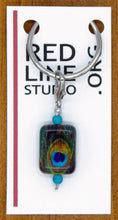 Load image into Gallery viewer, Peacock Feather Print Stone Wine Glass Charm | Zipper Pull | Stitch Marker
