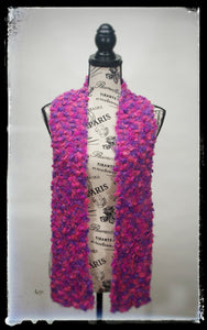"Princess Delight" Hand-Knit Traditional Scarf: Pink Magenta Purple Bulky Warm Soft