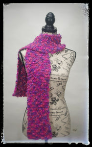 "Princess Delight" Hand-Knit Traditional Scarf: Pink Magenta Purple Bulky Warm Soft