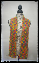 Load image into Gallery viewer, Scarf Hand-Knit Traditional | &quot;Rainbow Sprinkles&quot; | Purple Blue Green Yellow Orange Red
