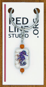 Seahorse Print Stone Purple White Wine Glass Charm | Zipper Pull | Stitch Marker