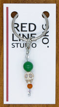 Load image into Gallery viewer, Skull White Recycled Turquoise Wine Glass Charm | Zipper Pull | Stitch Marker
