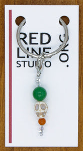 Skull White Recycled Turquoise Wine Glass Charm | Zipper Pull | Stitch Marker