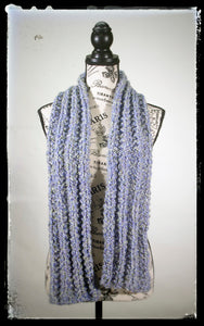 Scarf Hand-Knit Traditional | "Spring's Promise" | Lavendar Periwinkle Sage