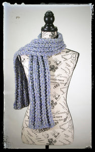 Scarf Hand-Knit Traditional | "Spring's Promise" | Lavendar Periwinkle Sage