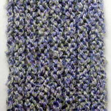 Load image into Gallery viewer, &quot;Spring&#39;s Promise&quot; Hand Knit Twisted Infinity Scarf was created with Loops &amp; Threads Country Loom soft and cozy Super Bulky acrylic yarn in Lavender Blues colorway, detail.

