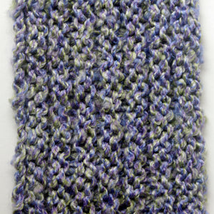 "Spring's Promise" Hand Knit Twisted Infinity Scarf was created with Loops & Threads Country Loom soft and cozy Super Bulky acrylic yarn in Lavender Blues colorway, detail.