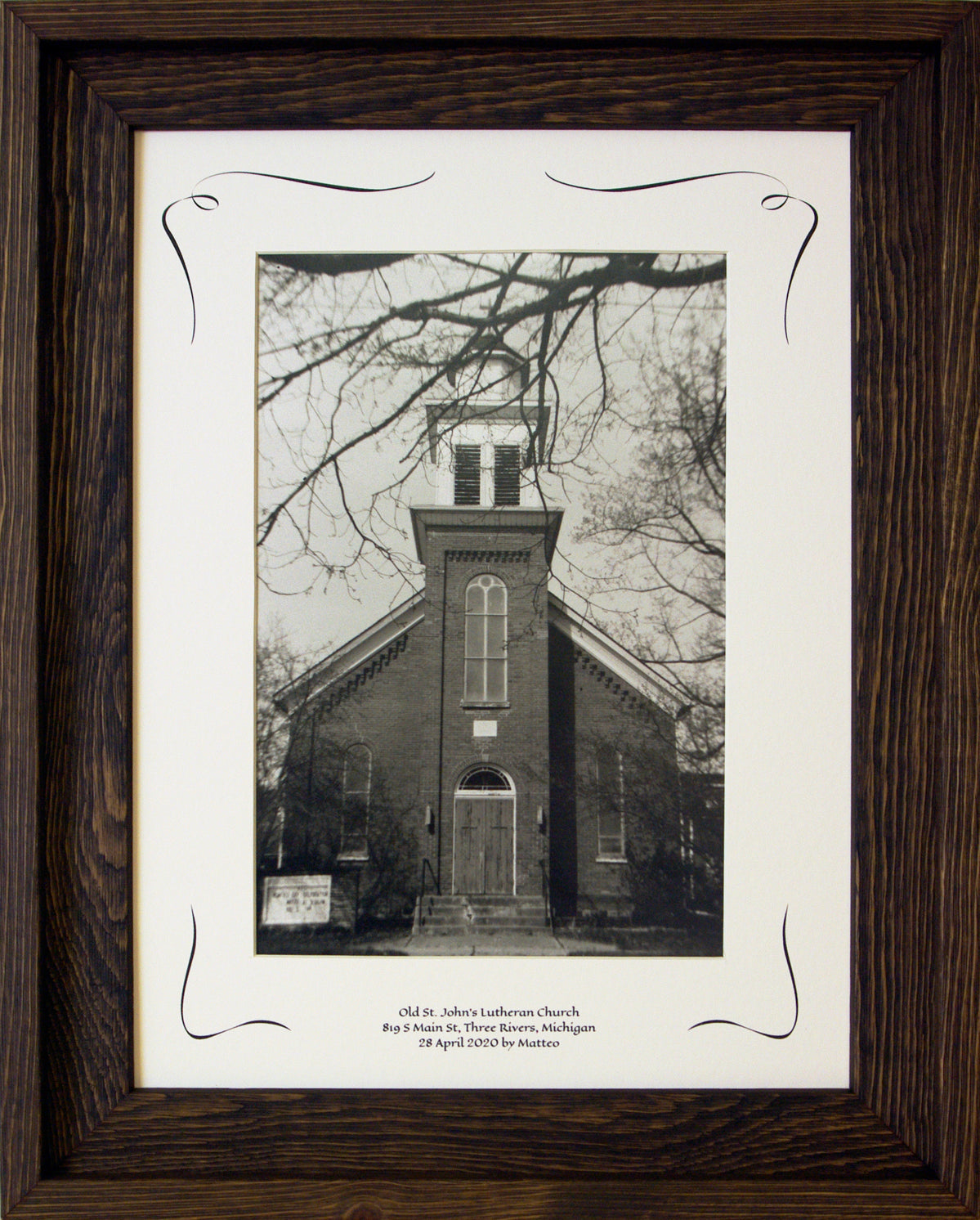 Three Rivers Series, Old St. John's Lutheran Church Framed COA Rooster #299691 Image.