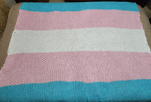 Load image into Gallery viewer, Blanket Hand-Knit | &quot;Transgender Pride&quot; | Light Blue Pink White

