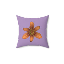 Load image into Gallery viewer, Throw Pillow | Orange Daylily Flower | Lavender | 14x14 Bloomcore Cottagecore Gardencore Fairycore
