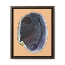 Load image into Gallery viewer, Quahog Clam Shell Purple Right Interior | Framed Canvas | Desert Tan Background
