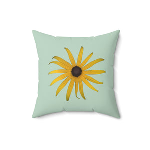 Black-eyed Susan Rudbeckia Flower Yellow | Square Throw Pillow | Sage