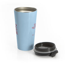 Load image into Gallery viewer, Metz &amp; Matteo Dragonfly Logo | Stainless Steel Travel Mug | 15oz | Sky Blue
