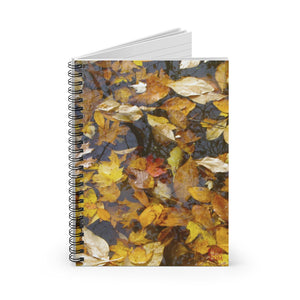 Floating Autumn Fall Leaves | Spiral Notebook | Ruled Line | Red Yellow