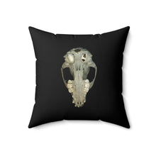 Load image into Gallery viewer, Throw Pillow | Raccoon Skull Front &amp; Back by Matteo | Black | Back | 18x18 Dark Cottagecore Goblincore Gothic
