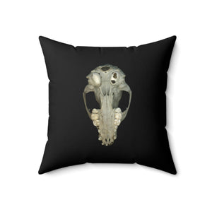Throw Pillow | Raccoon Skull Front & Back by Matteo | Black | Back | 18x18 Dark Cottagecore Goblincore Gothic