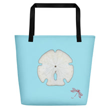 Load image into Gallery viewer, Tote Bag | Arrowhead Sand Dollar Shell | Large | Sky Blue
