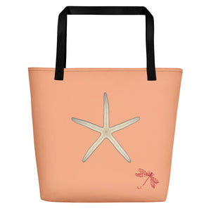 Finger Starfish Shell | Tote Bag | Large | Peach