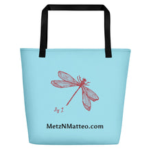 Load image into Gallery viewer, Tote Bag | Metz &amp; Matteo Dragonfly Logo  | Large | Sky Blue
