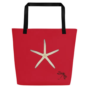 Finger Starfish Shell | Tote Bag | Large | Red