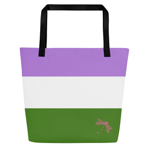 Tote Bag | Genderqueer Pride Flag | Large | Lavender White Green