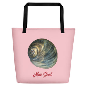 Moon Snail Shell Blue | Tote Bag | Large | Pink