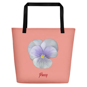 Pansy Viola Flower Lavender | Tote Bag | Large | Flamingo Pink