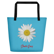 Load image into Gallery viewer, Shasta Daisy Flower White | Tote Bag | Large | Pool Blue
