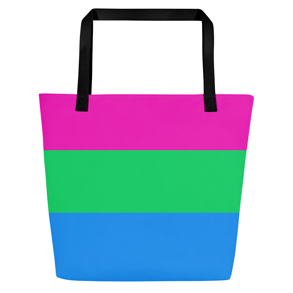 Tote Bag | Polysexual Pride Flag | Large | Pink Green Blue