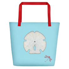 Load image into Gallery viewer, Tote Bag | Arrowhead Sand Dollar Shell | Large | Sky Blue
