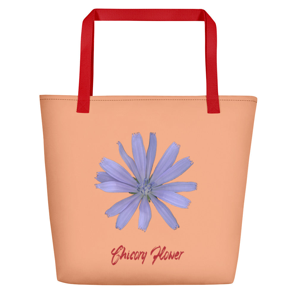 Chicory Flower Blue | Tote Bag | Large | Peach