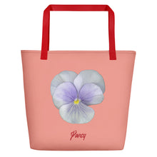 Load image into Gallery viewer, Tote Bag | Pansy Viola Flower Lavender | Large | Flamingo Pink
