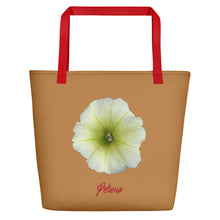 Load image into Gallery viewer, Tote Bag | Petunia Flower Yellow-Green | Large | Camel Brown
