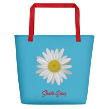 Load image into Gallery viewer, Shasta Daisy Flower White | Tote Bag | Large | Pool Blue
