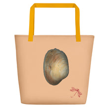 Load image into Gallery viewer, Tote Bag | Quahog Clam Shell Purple | Large | Desert Tan
