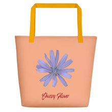 Load image into Gallery viewer, Tote Bag | Chicory Flower Blue | Large | Peach
