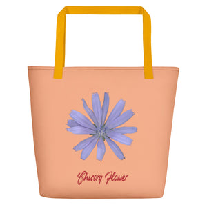 Chicory Flower Blue | Tote Bag | Large | Peach
