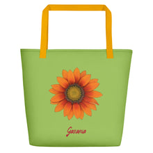 Load image into Gallery viewer, Tote Bag | Gazania Flower Orange | Large | Pistachio Green
